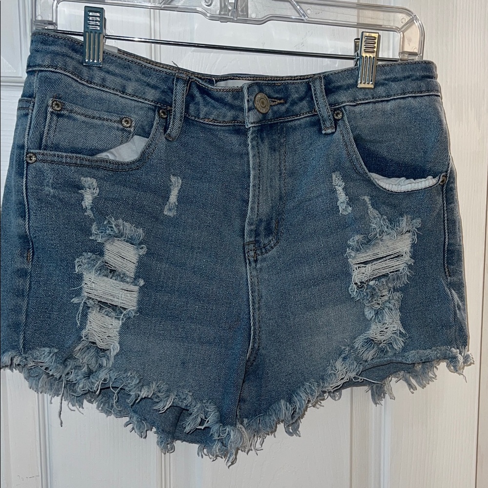 Almost Famous Blue Distressed Jean Shorts
